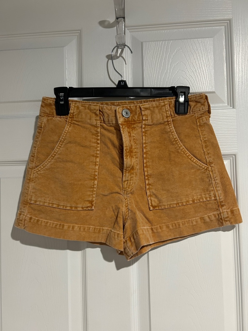 American Eagle Outfitters High-Rise Corduroy Shorts in Mustard Gold